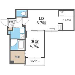 札幌市北区新琴似七条2丁目マンション 1LDKの間取図画像