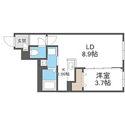 札幌市豊平区月寒西二条6丁目マンション 1LDKの間取図画像