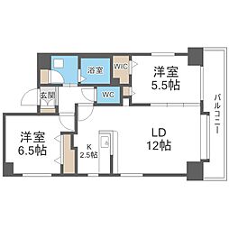ラディア近代美術館前 2LDKの間取図画像