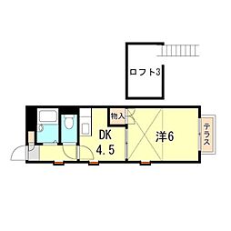 パインヒルズ西明石 1DKの間取図画像