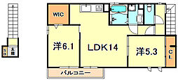 シャルムコート大久保 2LDKの間取図画像