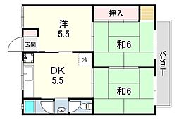 グリーンマンション1 3DKの間取図画像
