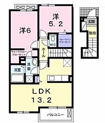 シエラメール 2LDKの間取図画像