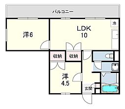 ダイコーポ西藤江 2LDKの間取図画像