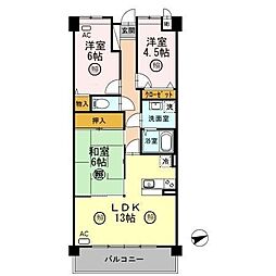 プラザハイツ二ツ屋F棟 3LDKの間取図画像