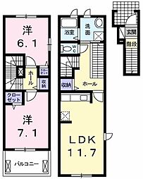 舞子坂ヒルズ3 2LDKの間取図画像