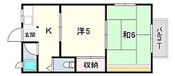 ハイツあこや 2Kの間取図画像