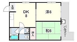サンフローレ千代ケ丘 2DKの間取図画像