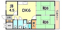 多聞ニューハイツ 3DKの間取図画像