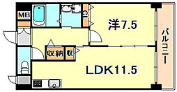 西舞子壱番館 1LDKの間取図画像