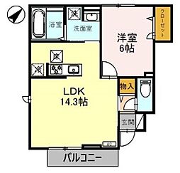 スーリール住吉 1LDKの間取図画像