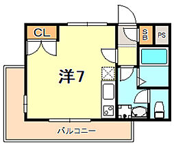YKハイツ舞子坂 ワンルームの間取図画像