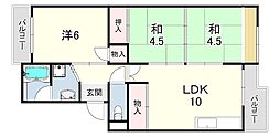 グリーンハイツ桃山 3LDKの間取図画像