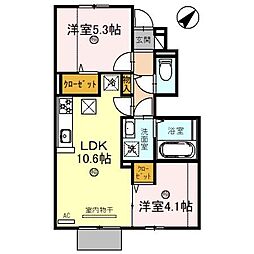 リコルド住吉 2LDKの間取図画像