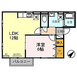 グリチネ 1LDKの間取図画像