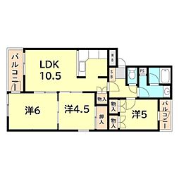 コーポ大津和 3LDKの間取図画像