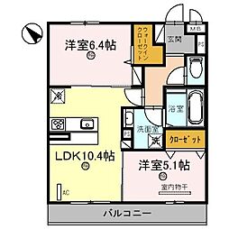 D-room五反田 2LDKの間取図画像