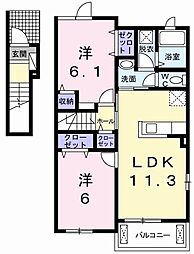 リヴェールコート3 2LDKの間取図画像
