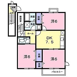 メゾンH.K.2 3DKの間取図画像