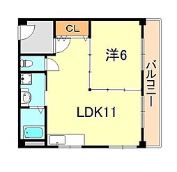 マホロバビル 1LDKの間取図画像