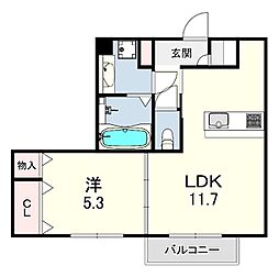 レリヤンファミリオ 1LDKの間取図画像