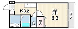 メゾンコンフォール 1Kの間取図画像