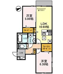 ディールーム北斎 2LDKの間取図画像