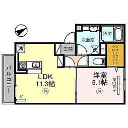 シャルムソフィア2 1LDKの間取図画像