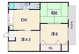 グリーンマンション1 3DKの間取図画像
