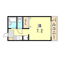 エントピアくるみ 1Kの間取図画像