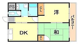 マンションサエイ 2DKの間取図画像