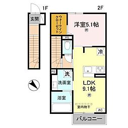 明石市二見町西二見アパート 1LDKの間取図画像
