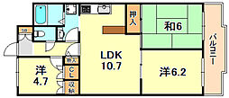 朝日プラザCITYウエストヒル神戸B棟 3LDKの間取図画像