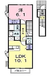 ハーベストスクエア弐番館 1LDKの間取図画像