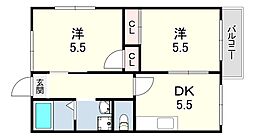フレグランス中野 2DKの間取図画像