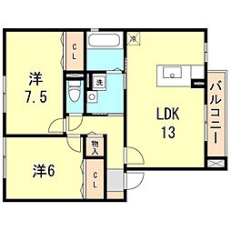 レセンテ寿 2LDKの間取図画像