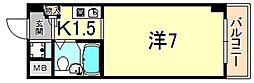 トレビアンコート 1Kの間取図画像