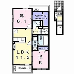 レーヴフロンスC棟 2LDKの間取図画像