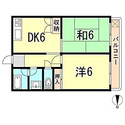 譽マンション 2DKの間取図画像