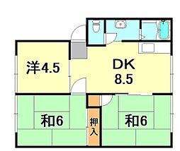 ハイツラポートB 3DKの間取図画像
