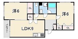 ウェストドゥメール 2DKの間取図画像