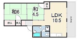 魚住Sハイツ35 2LDKの間取図画像