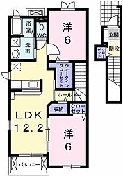 コージーコート朝霧2 2LDKの間取図画像