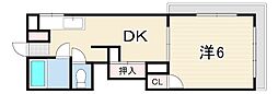 シャトー五色山 1DKの間取図画像
