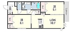エムライズ材木町 2LDKの間取図画像