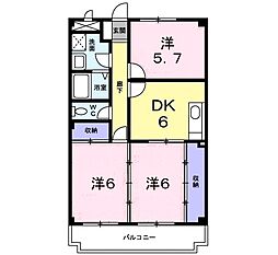 松風壱番館 3DKの間取図画像