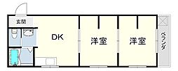 芦田マンション 2DKの間取図画像