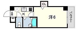 パラドール魚住2 1Kの間取図画像