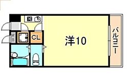 プレジール有瀬 ワンルームの間取図画像
