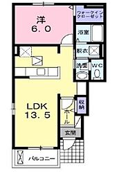 ソレアードA 1LDKの間取図画像